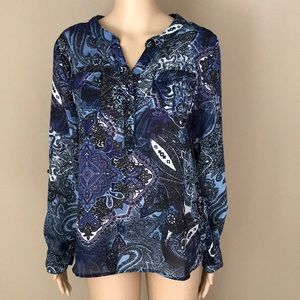 Dressbarn pockets paisley blouse Sz M